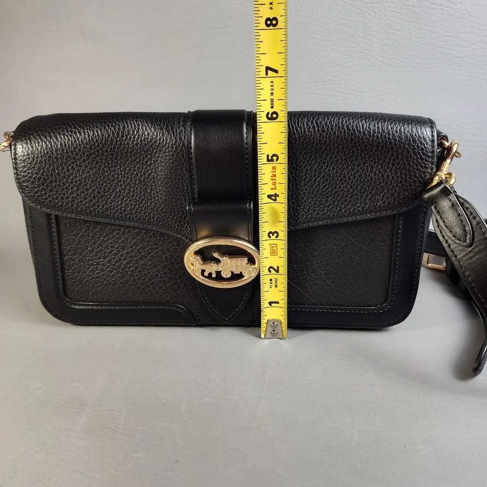 Coach Georgie Crossbody Bag Pebbled Leather Black Gold Hardware